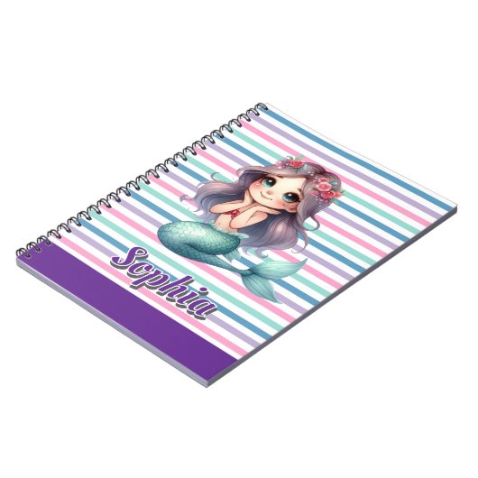Maßgeschneidertes Mermaid-Streifenmuster Notizblock (Linke Seite)