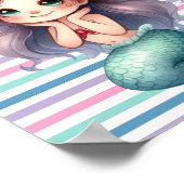 Maßgeschneidertes Mermaid-Streifenmuster Poster (Ecke)