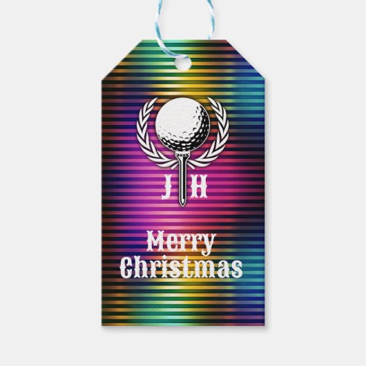 Maßgeschneidertes Metallic-farbiges Golf Monogram Geschenkanhänger (Vorderseite)