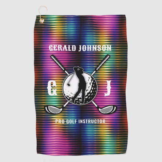 Maßgeschneidertes Metallic-farbiges Golf Monogram Golfhandtuch (Vorderseite)