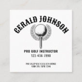 Maßgeschneidertes Metallic-farbiges Golf Monogram  Quadratische Visitenkarte (Rückseite)