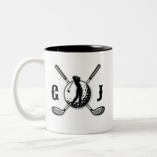 Maßgeschneidertes Metallic-farbiges Golf Monogram Zweifarbige Tasse (Links)