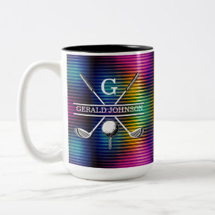 Maßgeschneidertes Metallic-farbiges Golf Monogram  Zweifarbige Tasse
