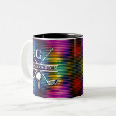 Maßgeschneidertes Metallic-farbiges Golf Monogram  Zweifarbige Tasse (Vorderseite Links)