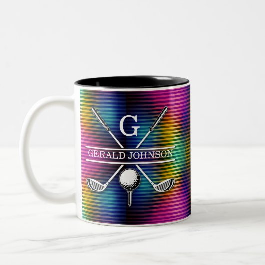 Maßgeschneidertes Metallic-farbiges Golf Monogram  Zweifarbige Tasse (Links)