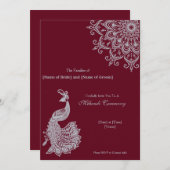 Maßgeschneidertes metallisches Silber Red Mehendi  Einladung (Vorne/Hinten)