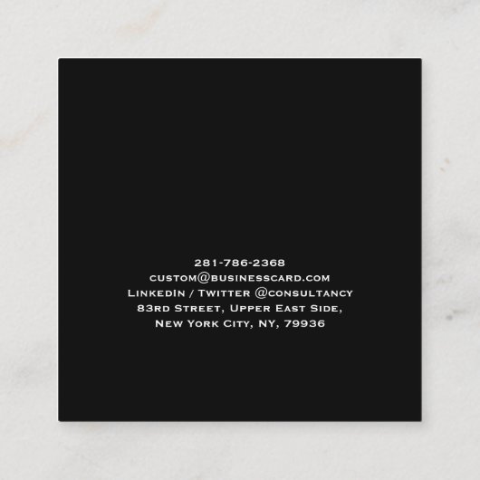 Maßgeschneidertes, Minimalistisches Berufliches, e Quadratische Visitenkarte (Rückseite)
