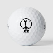 Maßgeschneidertes Mit Monogramm Golfer Silhouette  Golfball (Vorderseite)