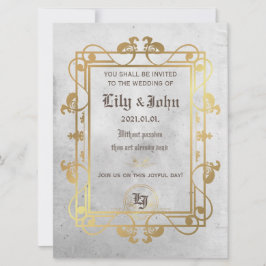 Maßgeschneidertes mittelalterliches Beton und Gold Einladung