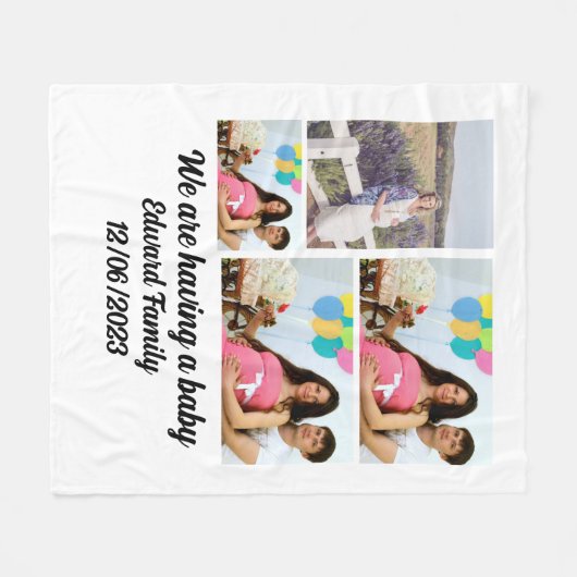 Maßgeschneidertes, modernes Baby und erwartet 4 Fo Fleecedecke (Vorderseite (Horizontal))
