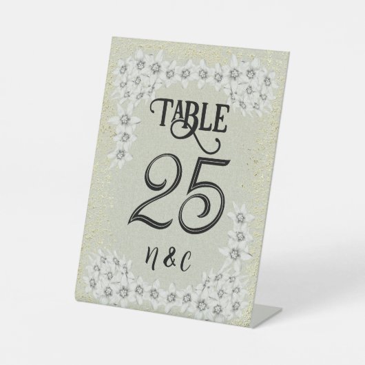 Maßgeschneidertes modernes goldfarbenes Blumenschi Sockelschild (Vorderseite)