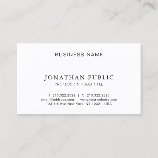 Maßgeschneidertes modernes Minimalistisches Elegan Visitenkarte (Vorderseite)