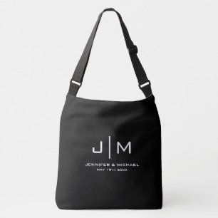 Maßgeschneidertes, modernes Monogramm Hochzeitskup Tragetaschen Mit Langen Trägern
