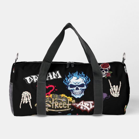 Maßgeschneidertes modernes Muster schwarz Duffle Bag (Rückseite)