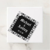 Maßgeschneidertes, modernes Schwarzweiß-Spitzenmon Geschenkanhänger (Beispiel)