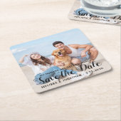 Maßgeschneidertes modernes Verlobung-Haustier-Hoch Rechteckiger Pappuntersetzer (angewinkelt)