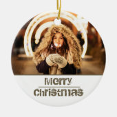 Maßgeschneidertes modernes Weihnachtsfest-Foto Keramik Ornament (Vorne)