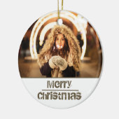 Maßgeschneidertes modernes Weihnachtsfest-Foto Keramik Ornament (Links)