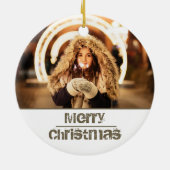 Maßgeschneidertes modernes Weihnachtsfest-Foto Keramik Ornament (Hinten)