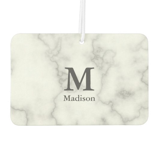 Maßgeschneidertes Monogramm auf Imitaten Weißer Ma Autolufterfrischer (Rückseite)