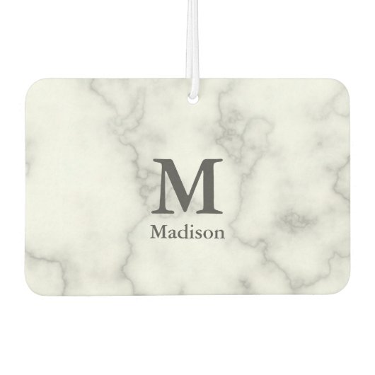 Maßgeschneidertes Monogramm auf Imitaten Weißer Ma Autolufterfrischer (Vorderseite)