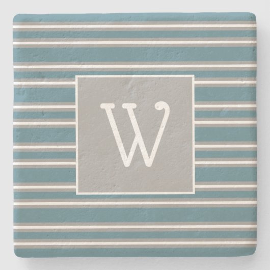 Maßgeschneidertes Monogramm auf Türkis und Graustr Steinuntersetzer (Vorderseite)