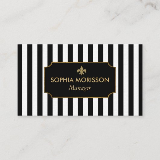 Maßgeschneidertes Monogramm aus Gold, Schwarz und Visitenkarte (Vorderseite)