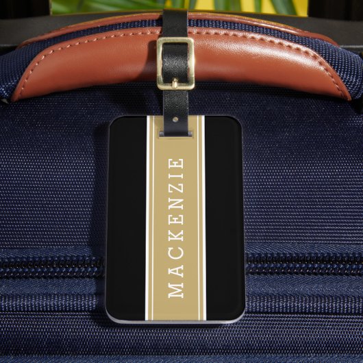 Maßgeschneidertes Monogramm aus Gold und schwarzem Gepäckanhänger (Vorderseite Insitu 2)