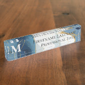 Maßgeschneidertes Monogramm Elegant Moderne Marmor Namensplakette (Seite)