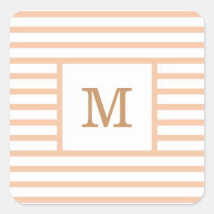 Maßgeschneidertes Monogramm für beige und weiße St Quadratischer Aufkleber