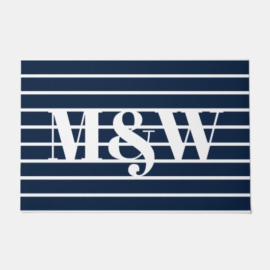 Maßgeschneidertes Monogramm für die blaue und weiß Fußmatte (Vorderseite)