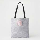 Maßgeschneidertes Monogramm für Korallen und Grauq Tasche (Vorderseite)