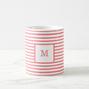 Maßgeschneidertes Monogramm für Korallenrot und We Kaffeetasse