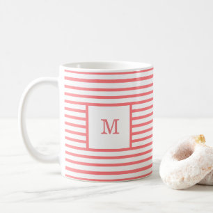 Maßgeschneidertes Monogramm für Korallenrot und We Kaffeetasse