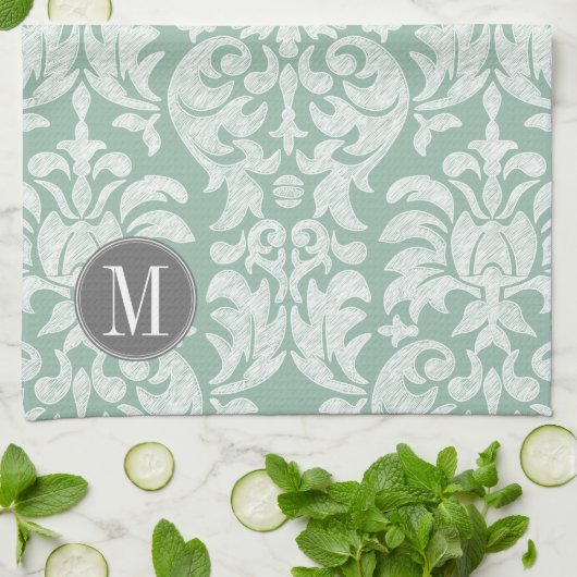 Maßgeschneidertes Monogramm für Mini- und Grau-Dam Handtuch (Gefaltet)