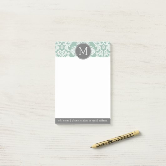 Maßgeschneidertes Monogramm für Mini- und Grau-Dam Post-it Klebezettel (Auf Schreibtisch)