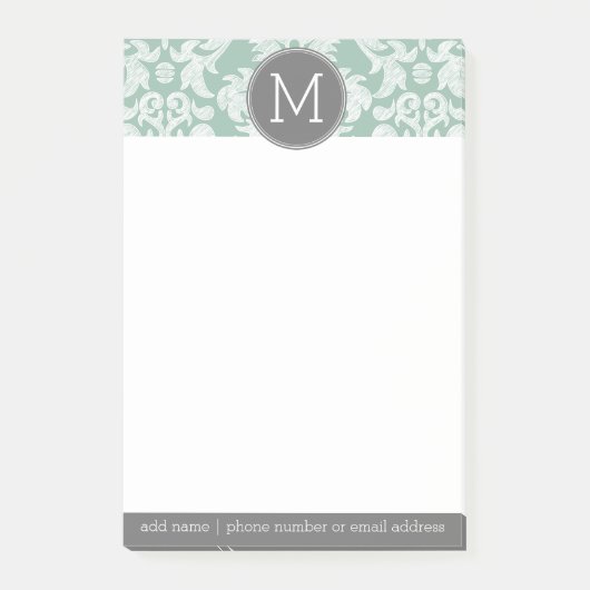 Maßgeschneidertes Monogramm für Mini- und Grau-Dam Post-it Klebezettel (Vorderseite)