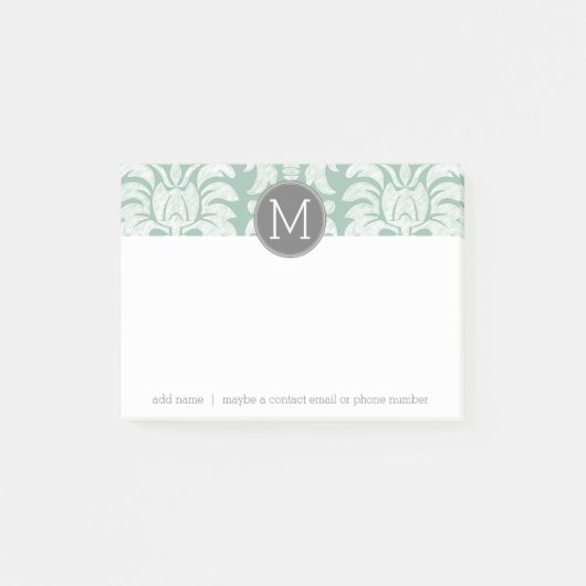 Maßgeschneidertes Monogramm für Mini- und Grau-Dam Post-it Klebezettel (Vorderseite)