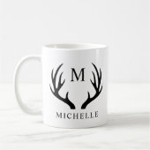 Maßgeschneidertes Monogramm für Weißhirsche und Sc Kaffeetasse (Links)