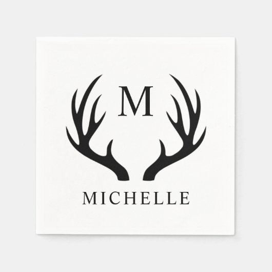 Maßgeschneidertes Monogramm für Weißhirsche und Sc Serviette (Vorderseite)