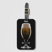 Maßgeschneidertes Monogramm Glas Bier Gepäckanhänger (Vorderseite Vertikal)