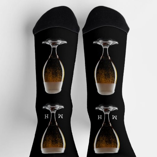 Maßgeschneidertes Monogramm Glas Bier Socken (Oben)