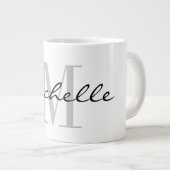 Maßgeschneidertes Monogramm großes großes Jumbo-Ta Jumbo-Tasse (Vorderseite Rechts)