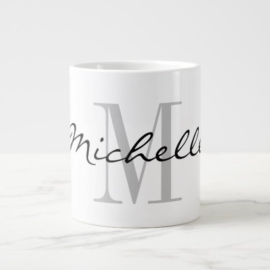 Maßgeschneidertes Monogramm großes großes Jumbo-Ta Jumbo-Tasse (Vorderseite)