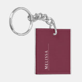 Maßgeschneidertes Monogramm in Bordeaux, Acryl Schlüsselanhänger (Vorderseite links)