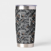 Maßgeschneidertes Monogramm-Industriemuster Thermobecher (Links)