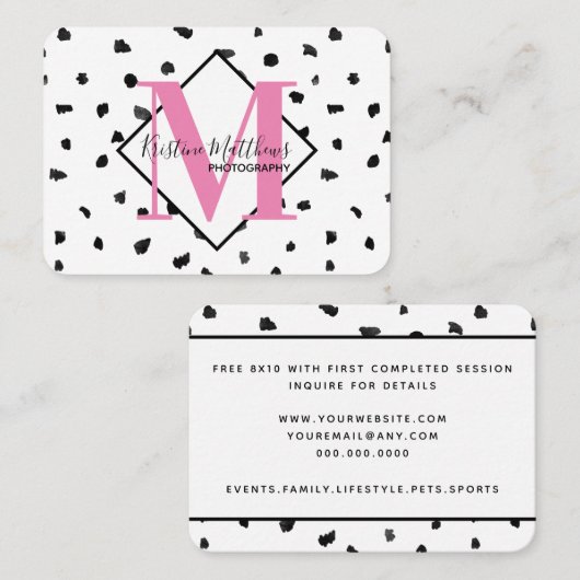 Maßgeschneidertes Monogramm/Initial für den schwar Visitenkarte (Vorne/Hinten)