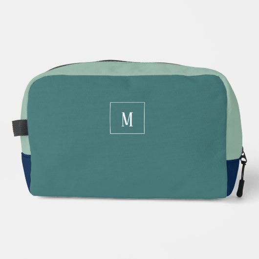 Maßgeschneidertes Monogramm, mittelblau grün Waschbeutel (Vorderseite)