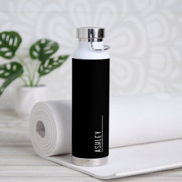 Maßgeschneidertes Monogramm, modern schwarz und we Trinkflasche
