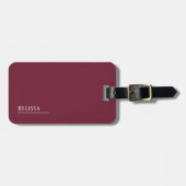 Maßgeschneidertes Monogramm, moderne Bordeaux Gepäckanhänger (Vorderseite horizontal)